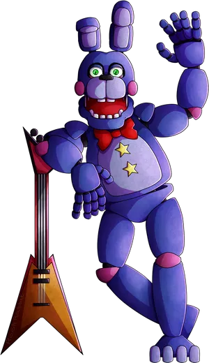 Animated Rockstar Robot With Guitar PNG image