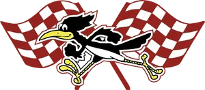 Animated Running Birdwith Checkered Flags PNG image