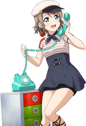 Animated Sailor Girl Phone Call PNG image
