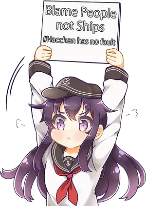 Animated Sailor Girl Protest Sign PNG