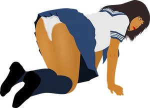 Animated Sailor Uniform Girl