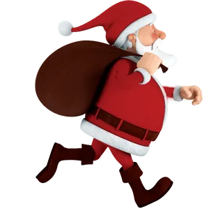 Animated Santa Claus Rushingwith Gift Bag PNG image