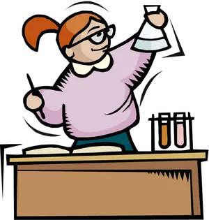 Animated Scientist Conducting Experiment PNG image