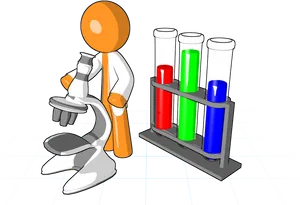 Animated Scientist Examining Samples PNG image