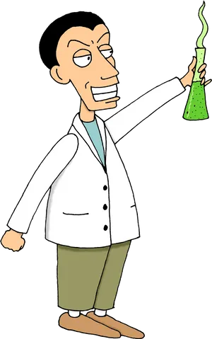 Animated Scientist Holding Flask PNG image