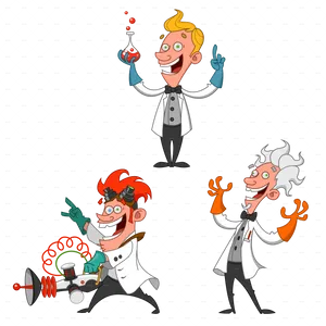 Animated Scientists Cartoon Characters PNG image