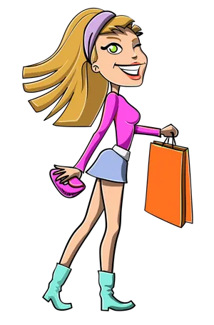 Animated Shopping Girl Cartoon