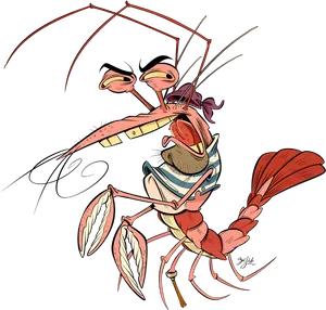 Animated Shrimp Character Illustration PNG image