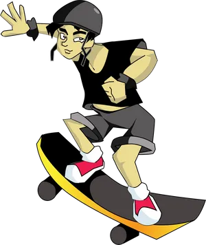 Animated Skateboarder Trick Stance PNG image