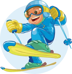 Animated Skier Action Pose PNG image
