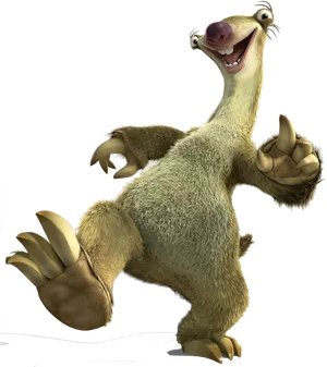 Animated Sloth Character Waving PNG