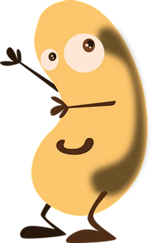 Animated Smiling Bean Character PNG image