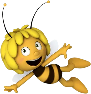 Animated Smiling Bee Character PNG image
