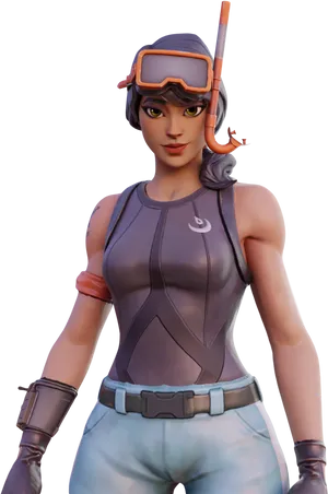 Animated Snorkeler Character Pose PNG