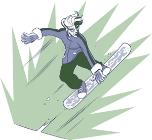 Animated Snowboarder Action Pose