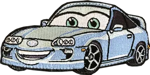 Animated Sports Car Character Patch PNG image