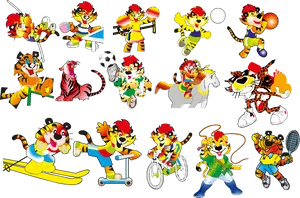 Animated Sports Tigers Vector PNG