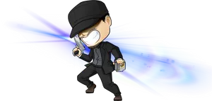 Animated Spy Character With Energy Trail PNG image