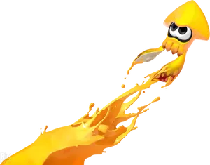 Animated Squid Emerging From Ink PNG image