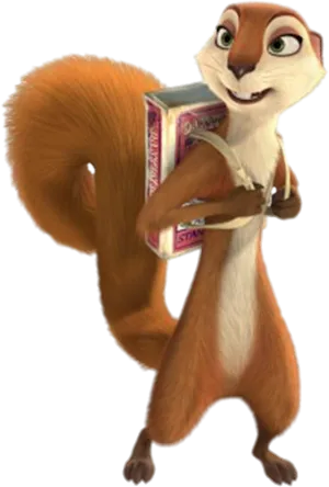 Animated Squirrel Holding Box PNG