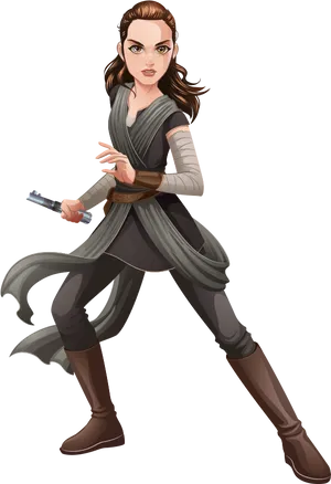 Animated Star Wars Female Character With Lightsaber