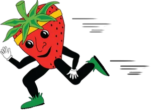 Animated Strawberry Character Running