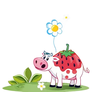 Animated Strawberry Cow Image Png 06252024 PNG image