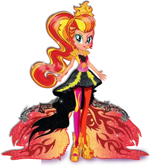 Animated Sunset Flame Princess Fashion PNG image