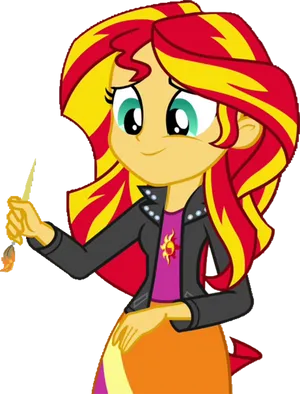 Animated Sunset Shimmer Character PNG image