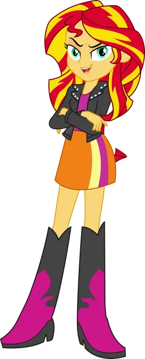 Animated Sunset Shimmer Standing Character PNG image