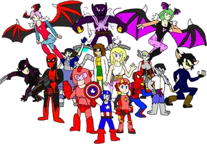 Animated_ Superheroes_ And_ Characters_ Gathering PNG image