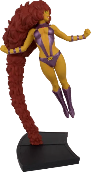 Animated Superheroine Figure Action Pose PNG image