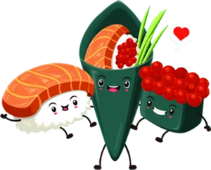 Animated Sushi Friends Cartoon