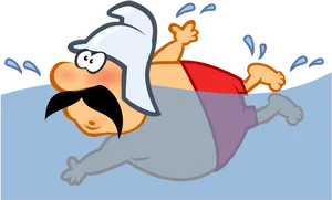 Animated Swimmer Diving Into Water PNG