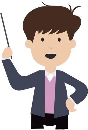 Animated Teacher Holding Pointer PNG image