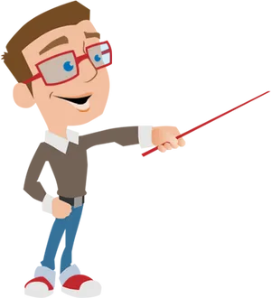 Animated Teacher With Pointer Clipart PNG image
