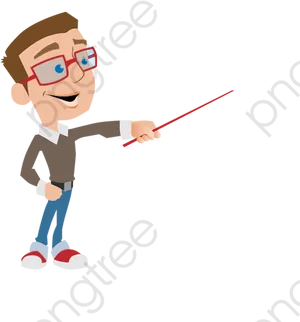 Animated Teacher With Pointer PNG image