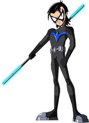 Animated Teen Hero With Energy Staff PNG image