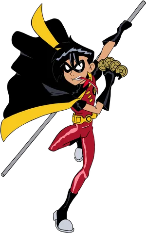 Animated Teen Superhero Action Pose PNG image
