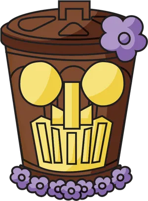 Animated Trash Can Character PNG image