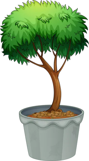 Animated Treein Plant Pot PNG image