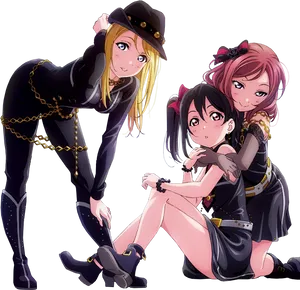 Animated_ Trio_in_ Stylish_ Black_ Outfits.png PNG image