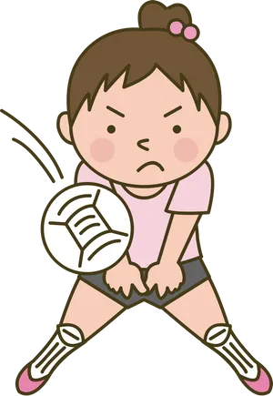Animated Volleyball Player Ready Position PNG image