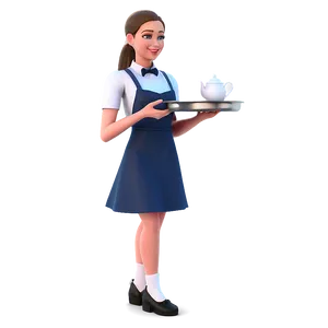 Animated Waitress Character PNG Pxy