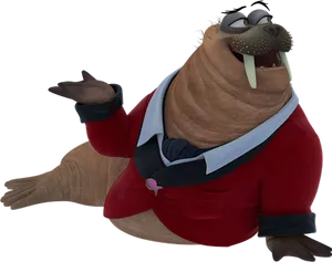 Animated Walrus Character Gesture PNG image