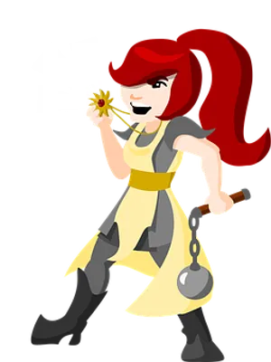 Animated Warrior Womanwith Magic Wandand Flail