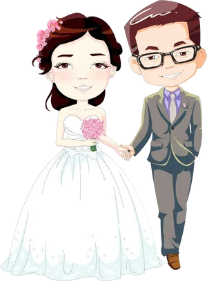 Animated Wedding Couple Illustration PNG image