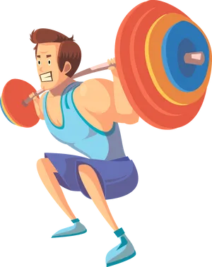 Animated Weightlifter Performing Squat