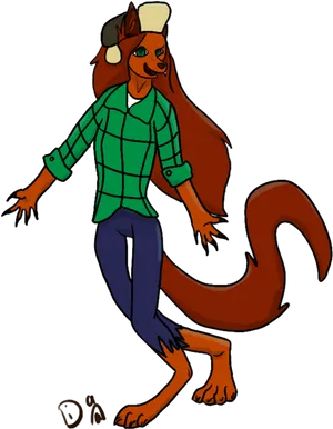 Animated Werewolfin Plaid Shirt PNG image