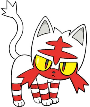 Animated White Red Cat Cartoon PNG image